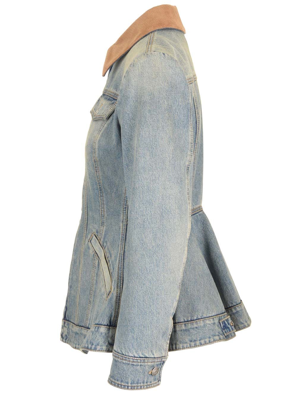 Mcqueen Indigo Faded Denim Jacket With Ruffles Jackets - Blue | 6aa775db870a90b1b72f208cff44e131ce860e83