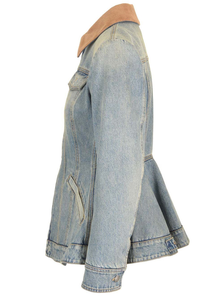 Mcqueen Indigo Faded Denim Jacket With Ruffles Jackets - Blue | 6aa775db870a90b1b72f208cff44e131ce860e83