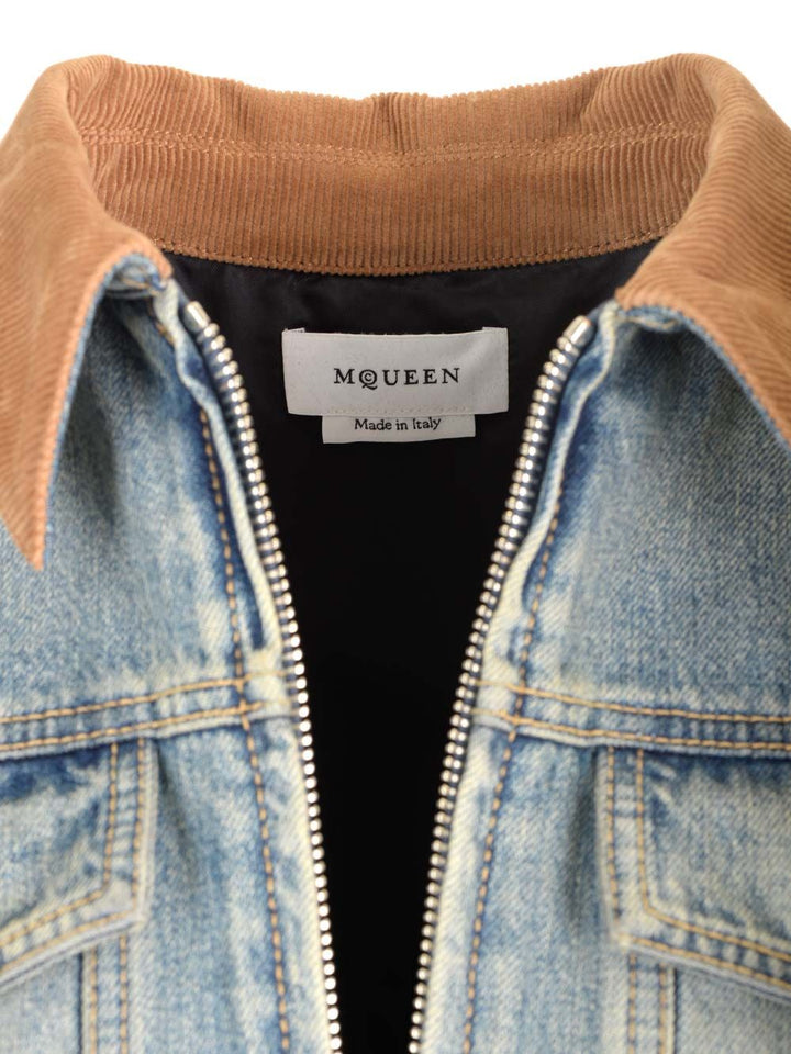 Mcqueen Indigo Faded Denim Jacket With Ruffles Jackets - Blue | 7c461604312b53b7f974fd572e71b070c95746f5