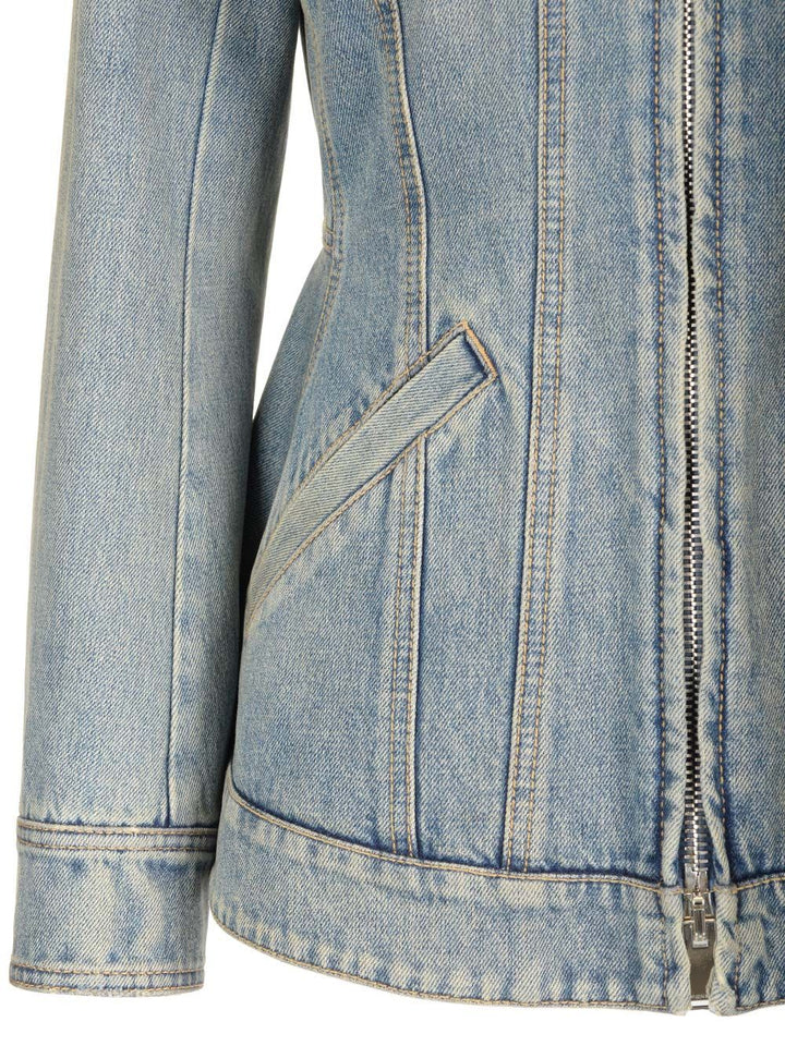 Mcqueen Indigo Faded Denim Jacket With Ruffles Jackets - Blue | 03cb1359ca4035a6dfd4b29de48ce64239fcc979