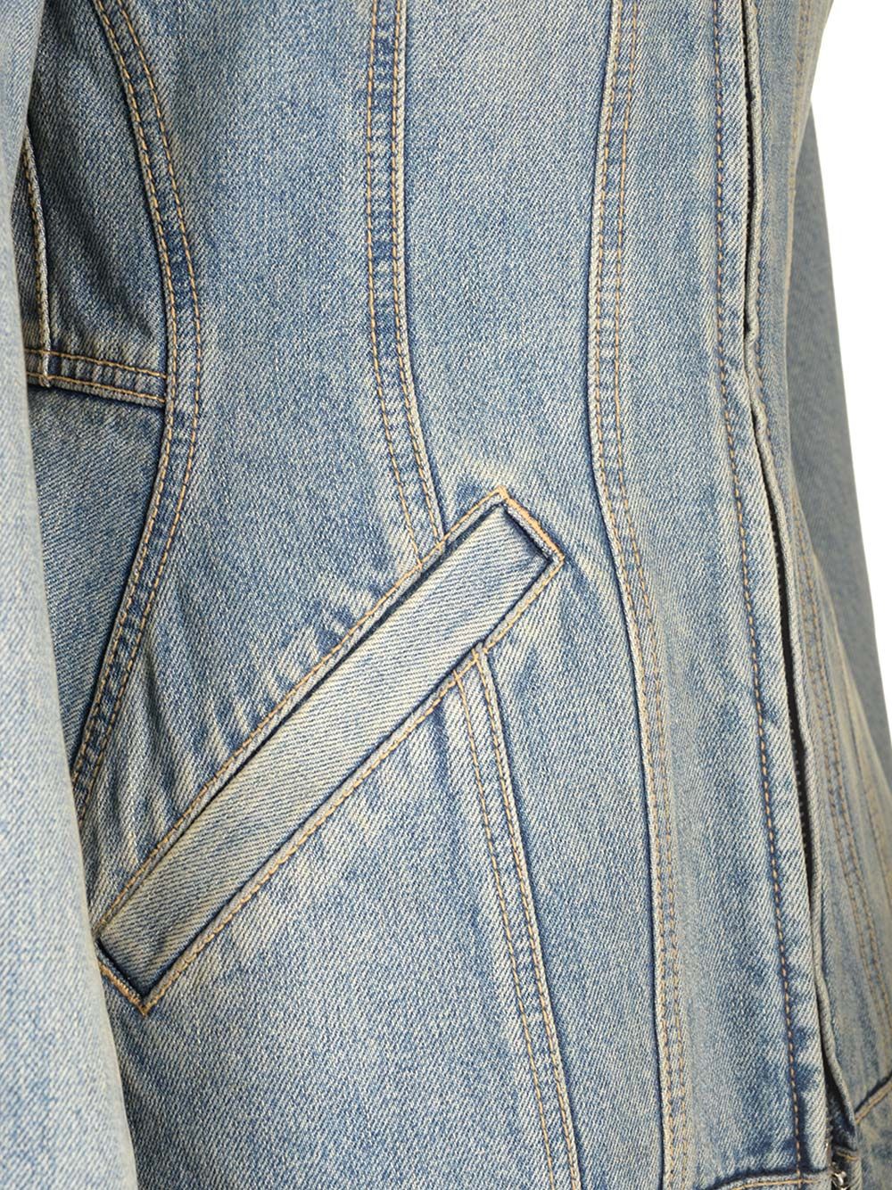 Mcqueen Indigo Faded Denim Jacket With Ruffles Jackets - Blue | 36c8362ff104c8f31afe571cac7573cf638a09ee