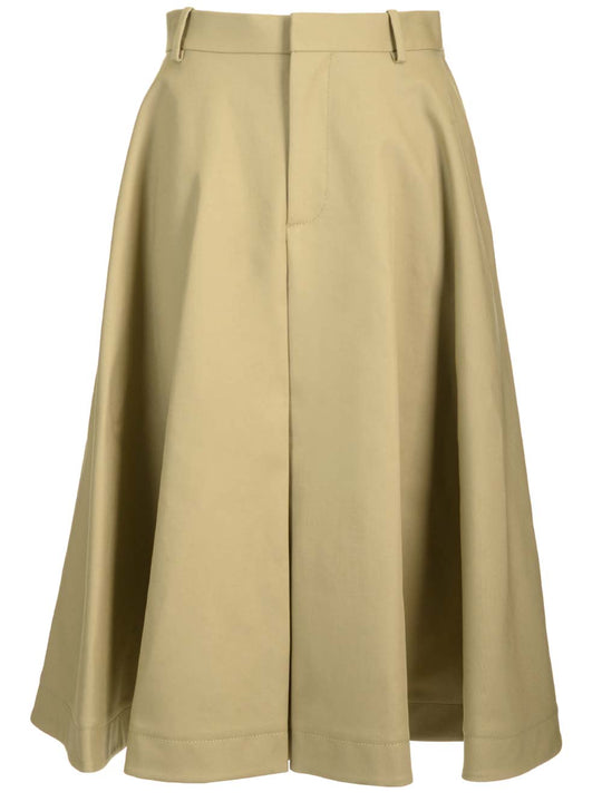 Wide Skirt With Ruffles Skirts Beige