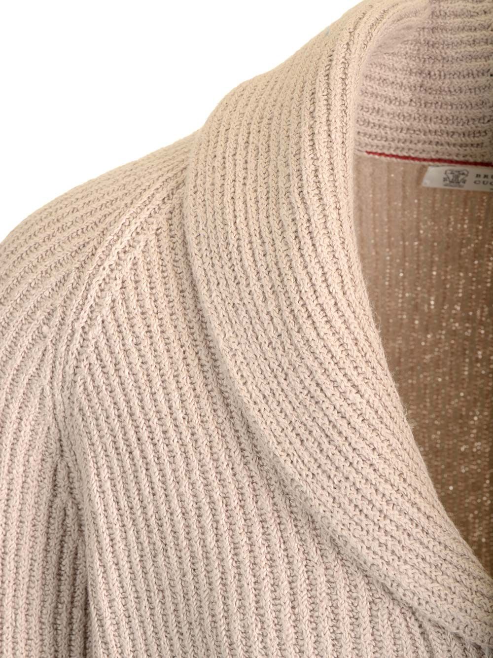 Brunello Cucinelli English Rib Cardigan Knitwear - Beige | 2d297f5aefc2a83279e0443d40b4d0b4f870e38c