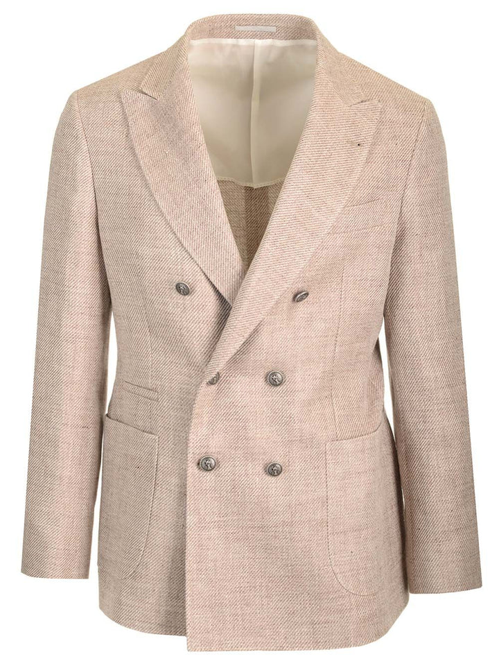 Brunello Cucinelli Double-Breasted Blazer Jackets - Beige | fa3f48846892232d4e7b50b035ea285564d3b28b