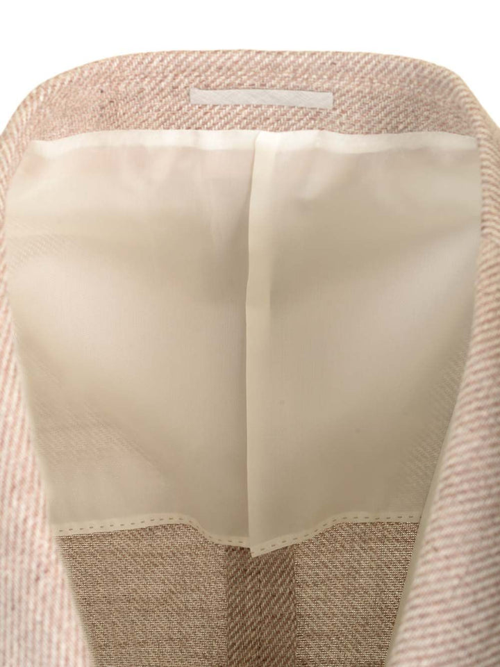 Brunello Cucinelli Double-Breasted Blazer Jackets - Beige | 64b77d76c63b8ddb8268f13919df9938a32ed260