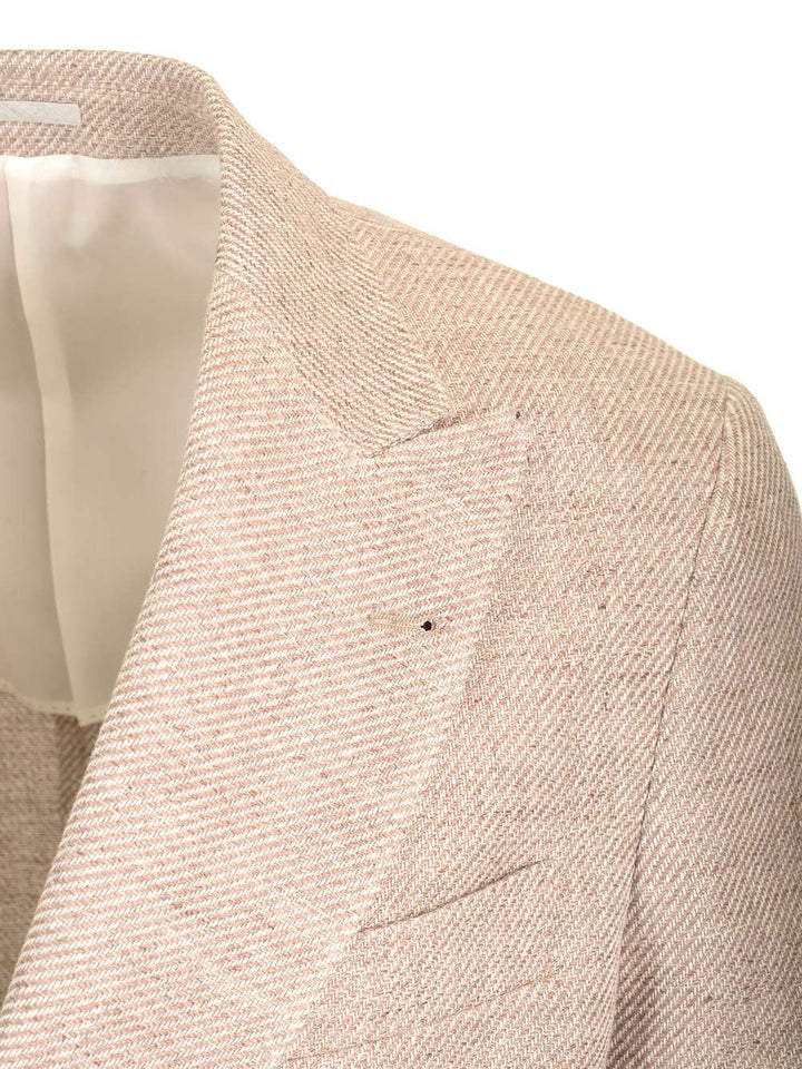 Brunello Cucinelli Double-Breasted Blazer Jackets - Beige | 71b0f76378f4e7bfd065d0ffc299bd78dc924d0e