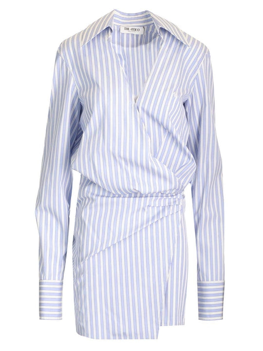 Striped Cotton Shirt Dress Dresses Light Blue