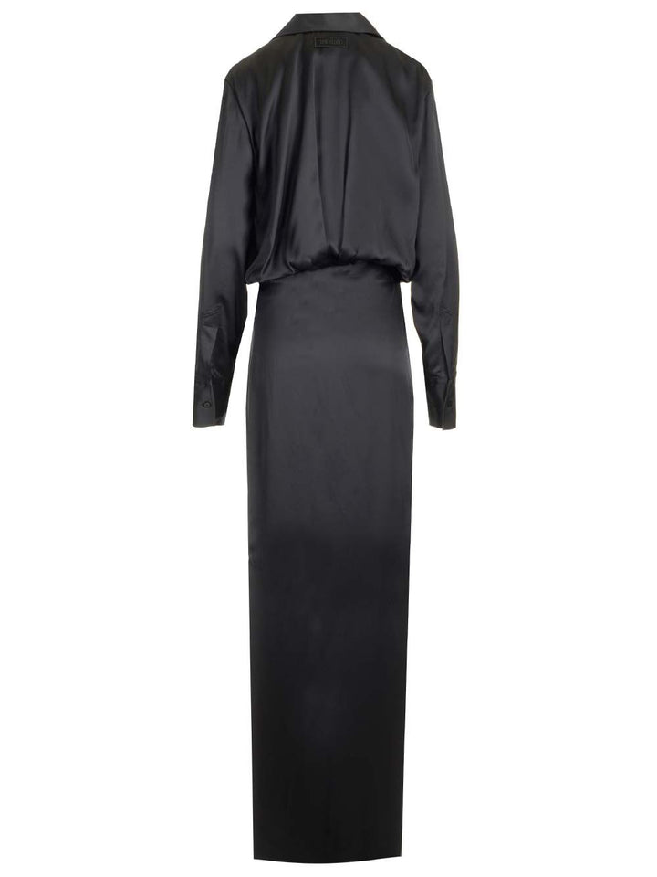 The Attico Satin Midi Dress Dresses - Black | 46c4a3addf0e9b9f1b9f56c168292b0607ee9ba1
