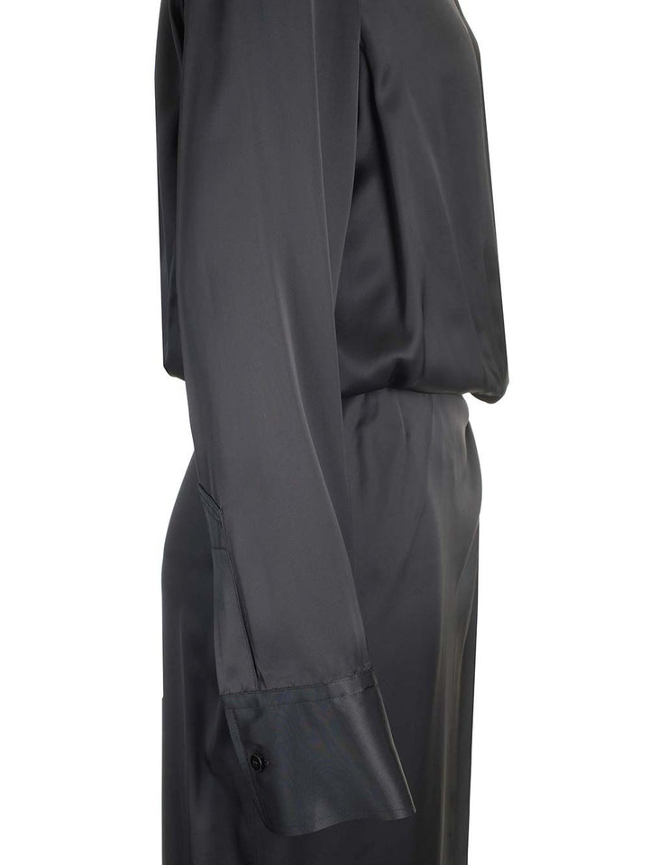 The Attico Satin Midi Dress Dresses - Black | 73ebed893a4012231d6de19fe2b421427789b604