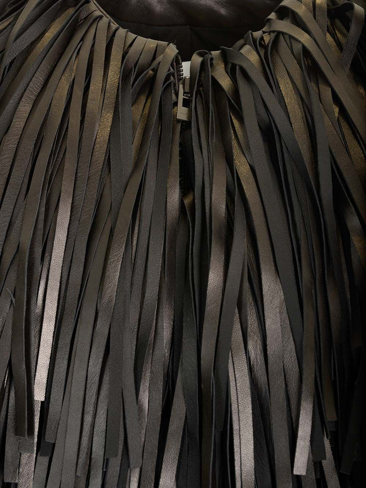 AlaÏA Fringed Bomber Jacket Jackets - Black | 5f4b04db65beaea6b04c011eba075799555b71c0