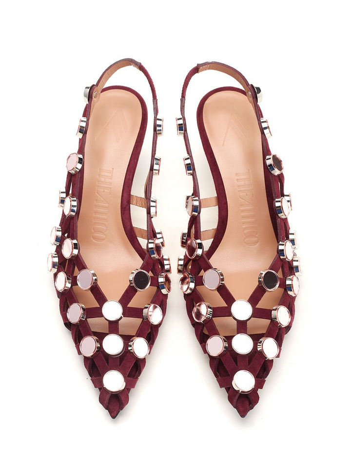 The Attico Grid Pumps - Bordeaux | 77888515abc35239afbfddf9c610a38eb5ecd3bf