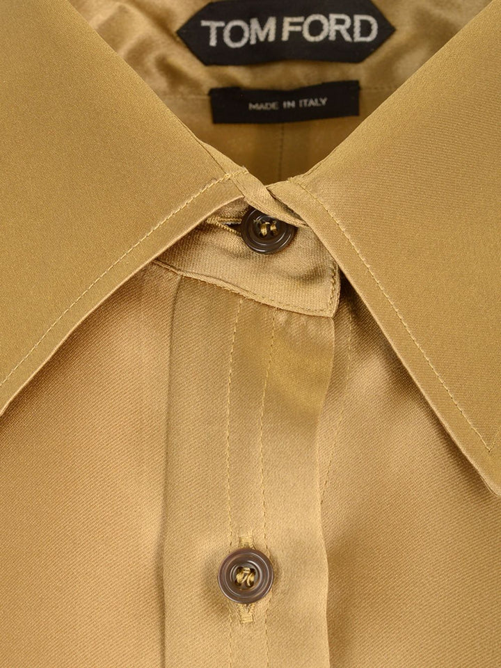 Tom Ford Flowing Silk Charmeuse Shirt Shirts - Beige | 84a6d087eac1f1a88e6dc1c3dca689580441d3e3