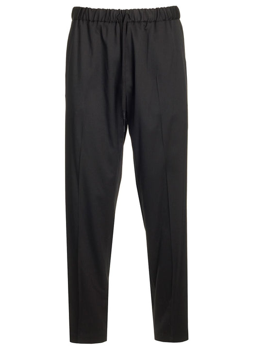 Elastic Waist Tailored Trousers Black