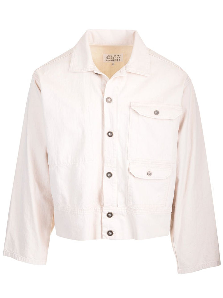 Maison Margiela Denim Pea Jacket Jackets - White | 7cbf590b03f5c993ffc7e764a90e37a377e1f45e