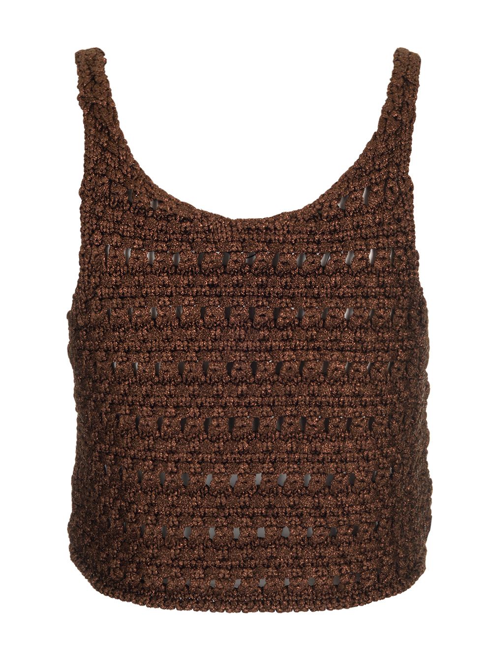 Alanui Viscose Knit Cropped Top Knitwear - Brown | 4b58a44a51e7fca2785973d8bc388b4d9542ee70