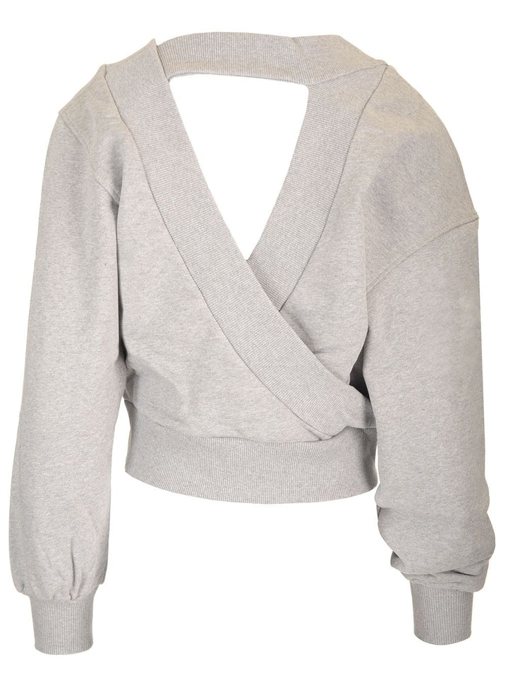 The Attico Cropped Sweatshirt Double American Fleece Sweatshirts - Grey | 73c127457a413fe740f38c52f926eea0b3def5c5