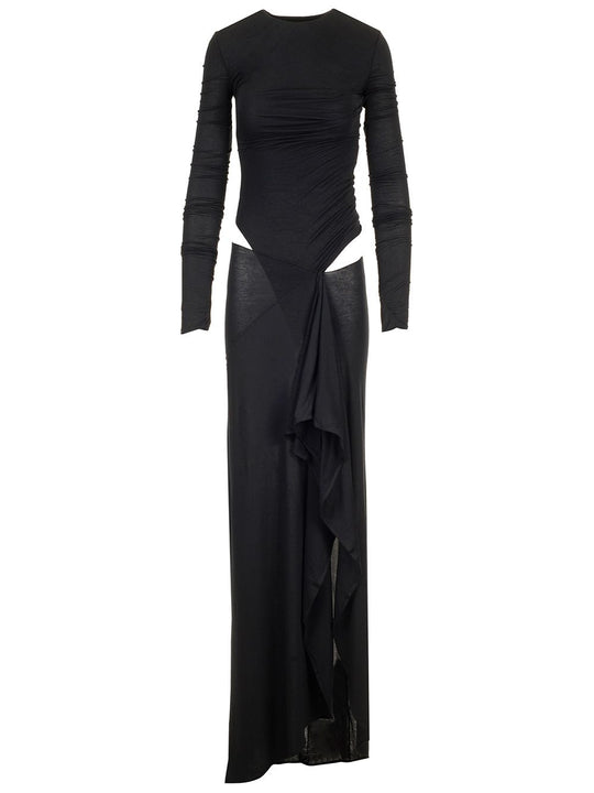 Long Draped Dress Dresses Black