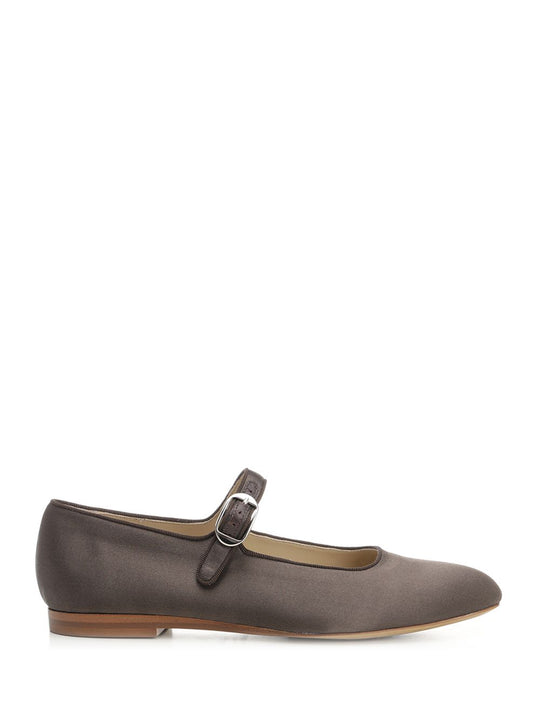 Satin Mary Jane Scarpe Basse Brown