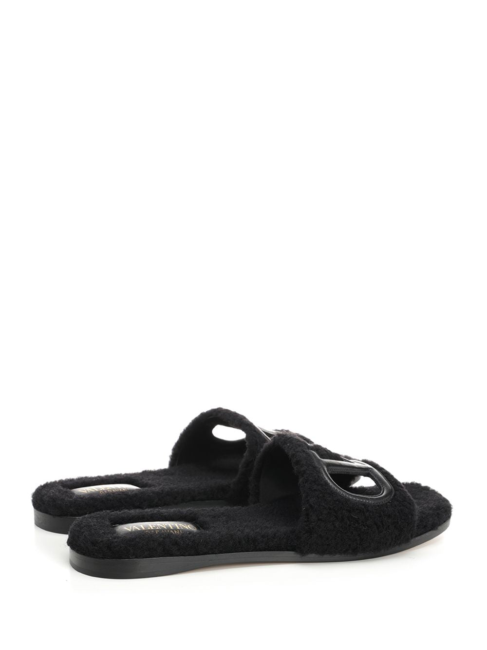 Valentino Garavani Furry Slide Slippers Sandals - Black | 97cb0b9de7195c5156566d5c29e1ff9b3df8bc23