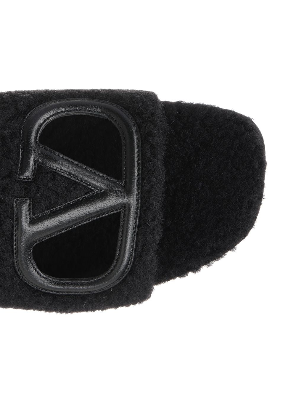 Valentino Garavani Furry Slide Slippers Sandals - Black | 5fa94c6f582fcbf77b3c9969126fa729ee86fa23