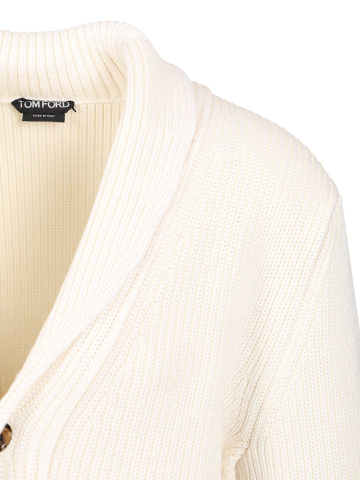 Tom Ford Silk Merino Shawl Collar Cardigan Jackets - White | 8750020a8f951c9a486dea9094db8bc8e419f46d