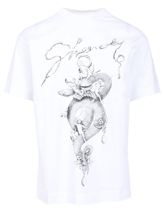 With Chandelier And Snake Print T-Shirt White
