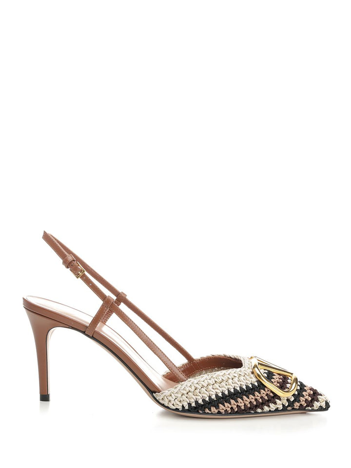 Valentino Garavani Vlogo Slingback Pumps - Beige | 87de8fdbe7361dfcabcc4107bcbcfd83ee5ce201