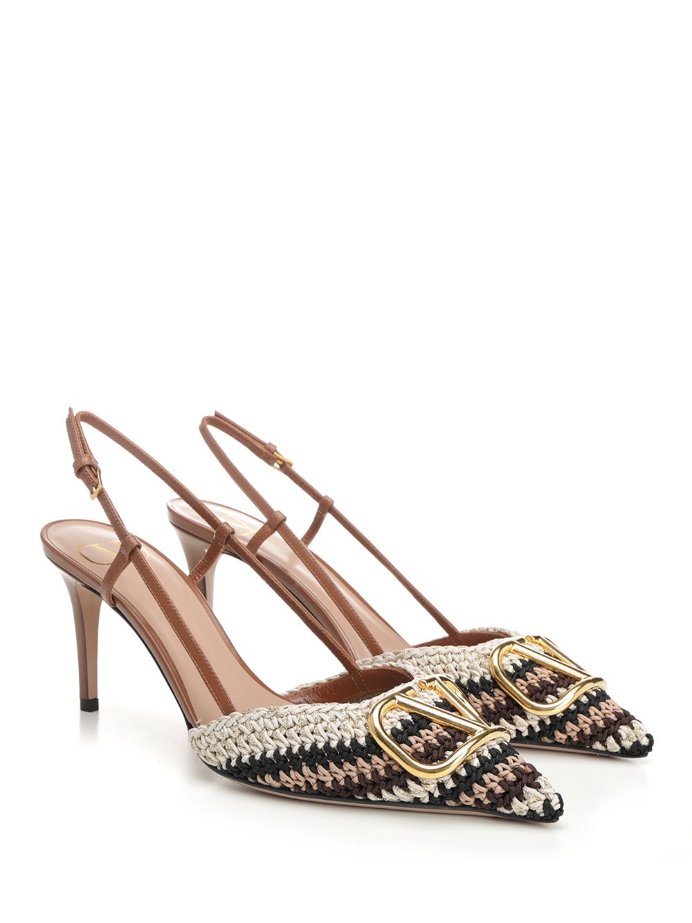 Valentino Garavani Vlogo Slingback Pumps - Beige | 5a30264ec874492bb925382a42d422ad3e3f226b