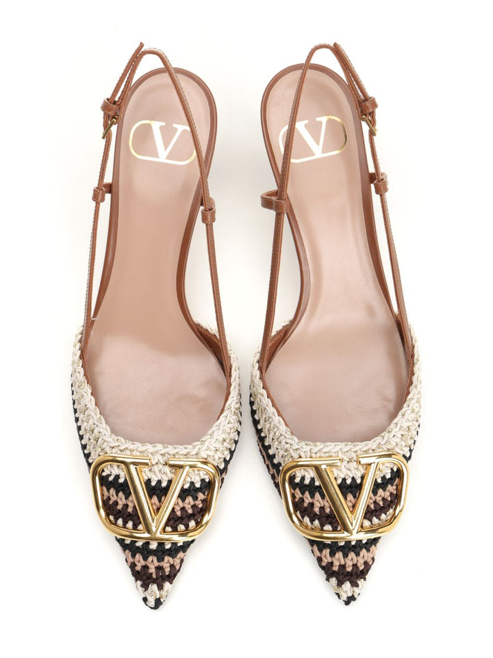 Valentino Garavani Vlogo Slingback Pumps - Beige | 628802e90bd2959f5822f6426df751dfcf3fb4f0