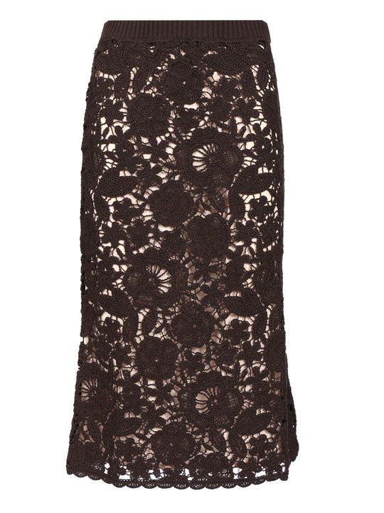 Lace Midi Skirt Skirts Brown