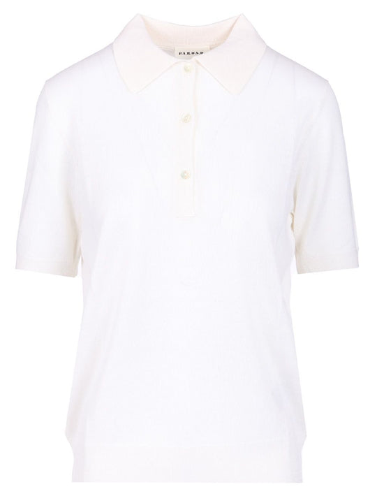 Lightweight Knitted Polo Polo Shirt White