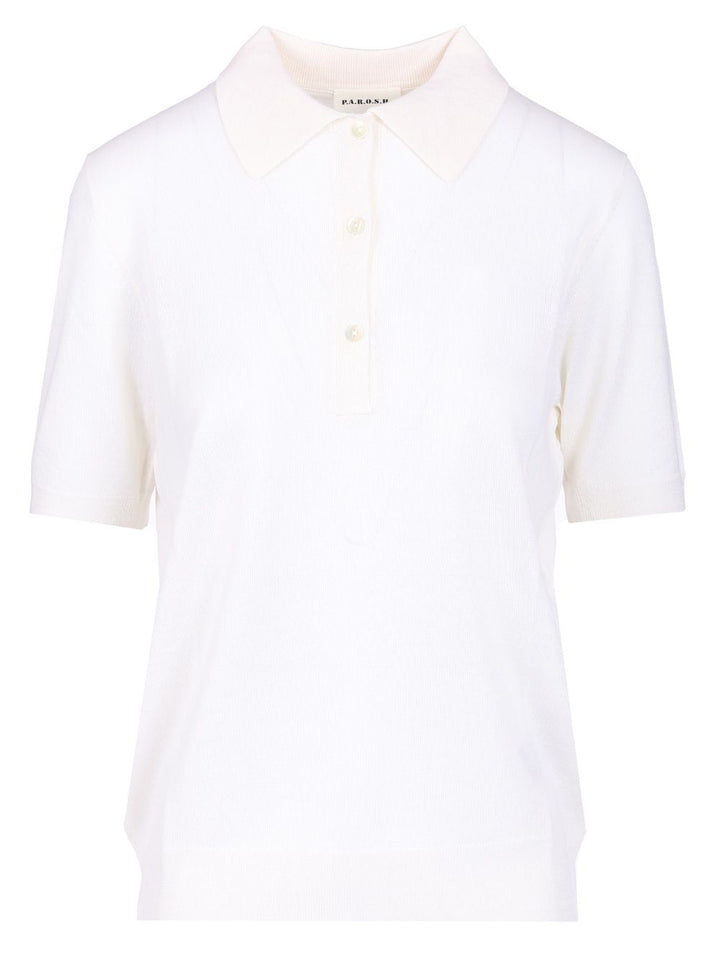 P.A.R.O.S.H. Lightweight Knitted Polo Polo shirt - White | b1a5dbe5a82e13dad2e1b2ad51fff0f4ce49d41f
