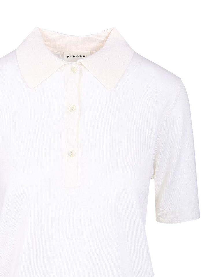 P.A.R.O.S.H. Lightweight Knitted Polo Polo shirt - White | 36d662bd8c41fefd35eb89ea9210234b257dab99