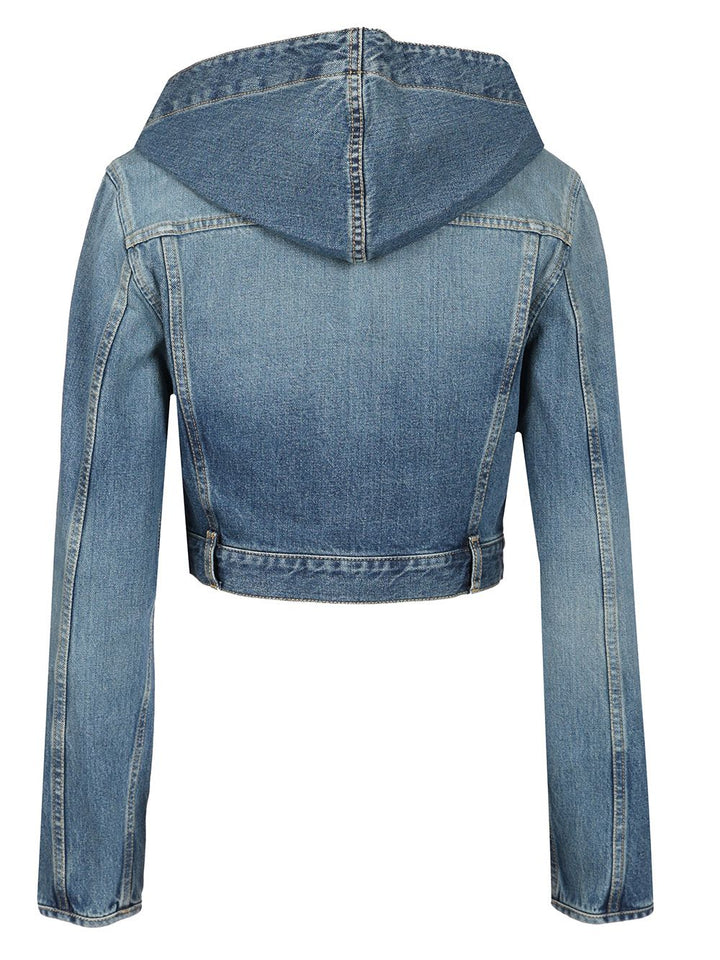 AlaÏA Hooded Denim Jacket Jackets - Blue | f6df05dc8e075cda523a0a4565b61730592b9caf