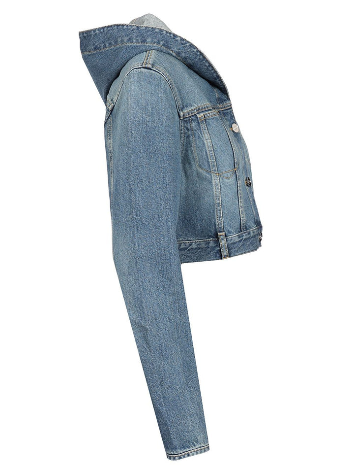 AlaÏA Hooded Denim Jacket Jackets - Blue | 92d6b3465dab6409101a58987b608c36b9bf0367