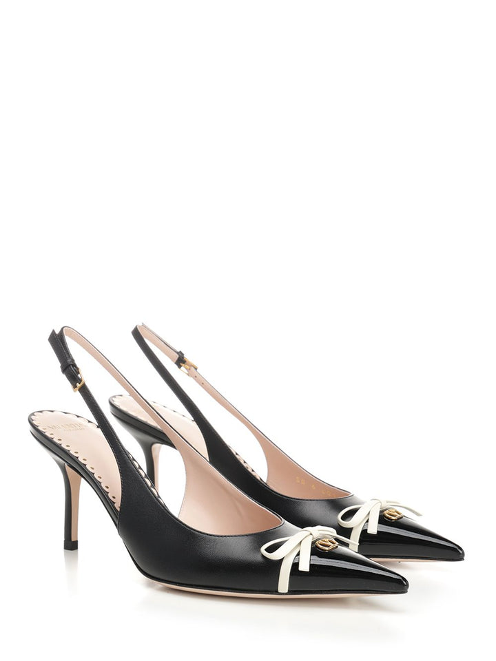 Valentino Garavani Slingback  With Bow Pumps - Black | b6958eea1c102f6ffe22b1425cebf9c21c1aa423