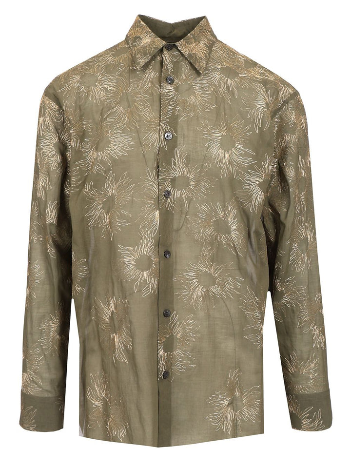 Dries Van Noten Embroidered Shirt Shirts - Green | 06c40d303d3fec0a9b530f00250abf595a1f42a1