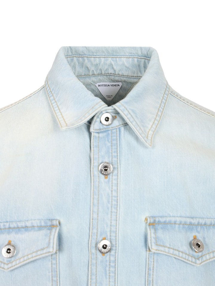 Bottega Veneta Extra Bleach Wash Denim Shirt Shirts - Light blue | 71e0bf529bad9beb53122d0ab53c0f03ab4f4564