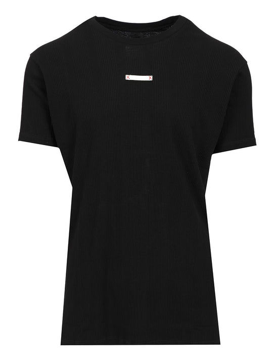 With Ribbed Fabric T-Shirt Black