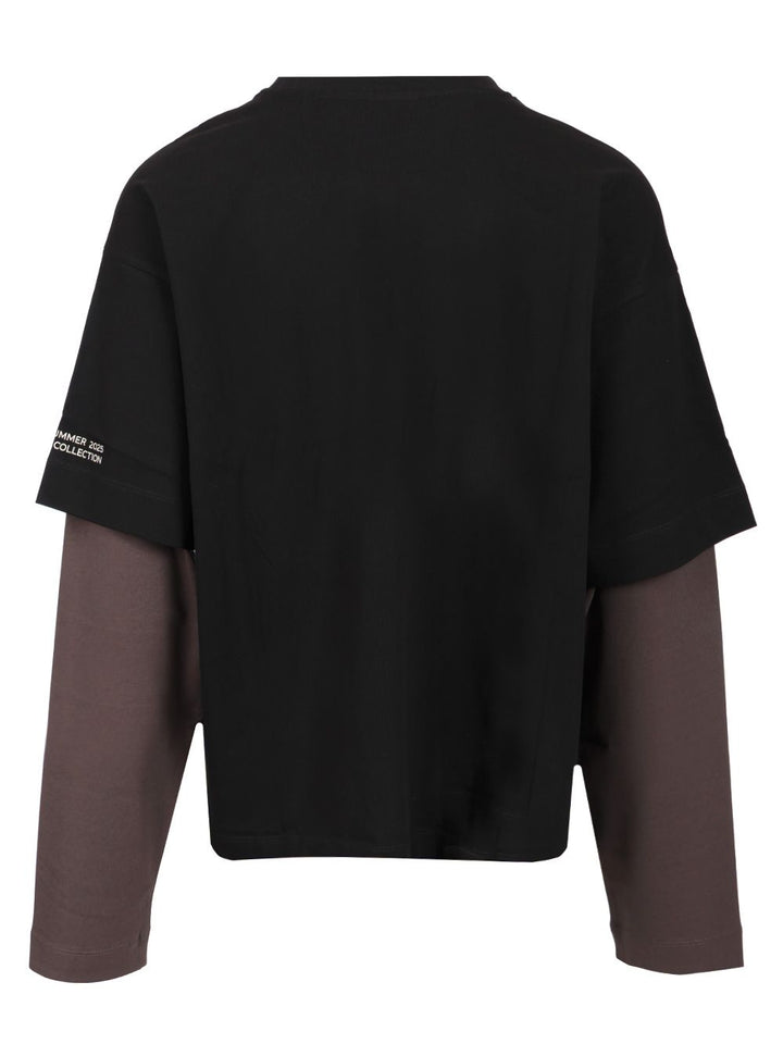 Dries Van Noten Hemmings Printed Double Sleeve T-Shirt - Black | e11d34726c522189373df327482054f0f88561c4