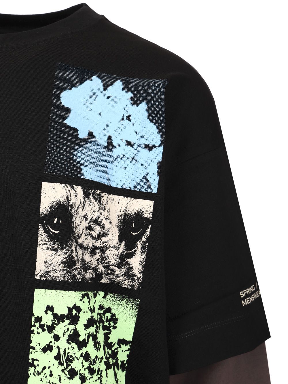 Dries Van Noten Hemmings Printed Double Sleeve T-Shirt - Black | ca430db8e60407693b68626e6cf440e8a62afcb2