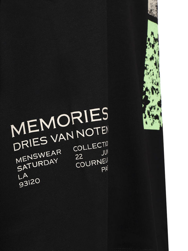 Dries Van Noten Hemmings Printed Double Sleeve T-Shirt - Black | 3c3045f1724e71925e7935f5b30bd139bbb565d2