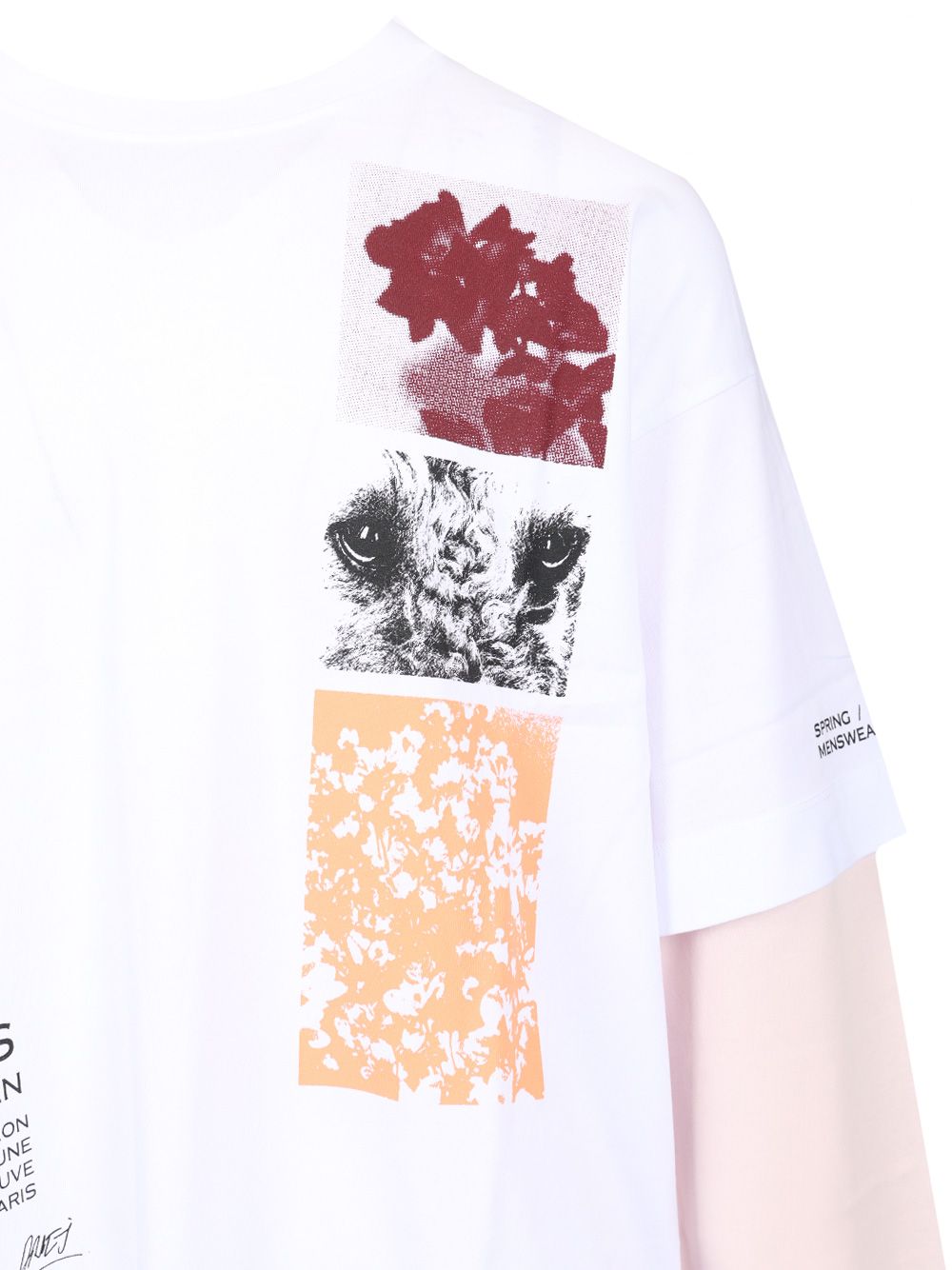 Dries Van Noten Hemmings Printed Double Sleeve T-Shirt - White | 854ec4c97617a594411f53dfeb3f46ae373a1439