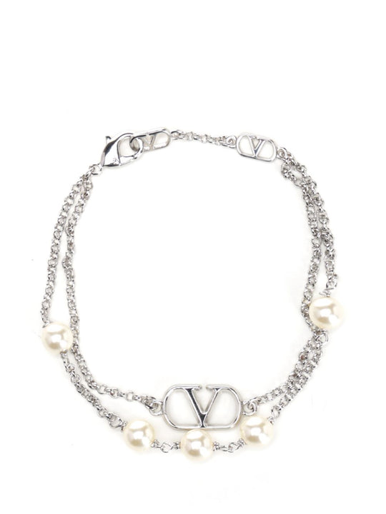 Vlogo Bracelet In Metal And Swarovski® Pearls Jewelry Silver