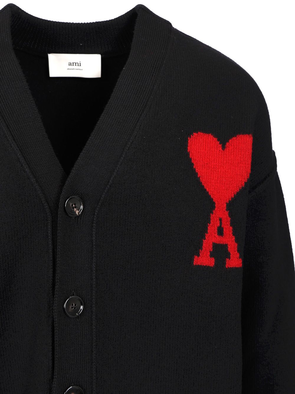 Ami Wool Cardigan Knitwear - Black | 7cffcaaa0408cfda72bc6ea5f365449046b4f0aa