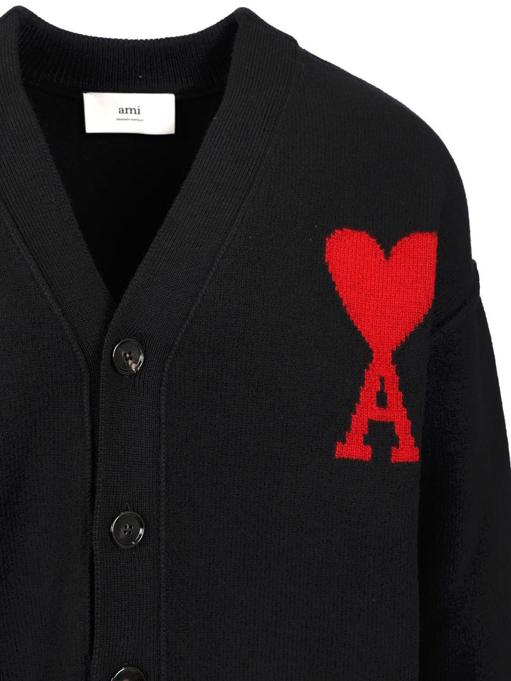 Ami Wool Cardigan Knitwear - Black | 7cffcaaa0408cfda72bc6ea5f365449046b4f0aa