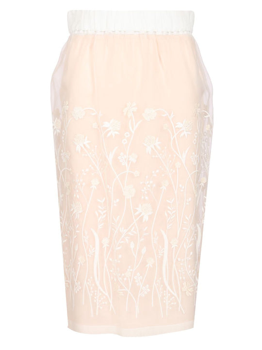 Embroidered Longuette Skirt Skirts White
