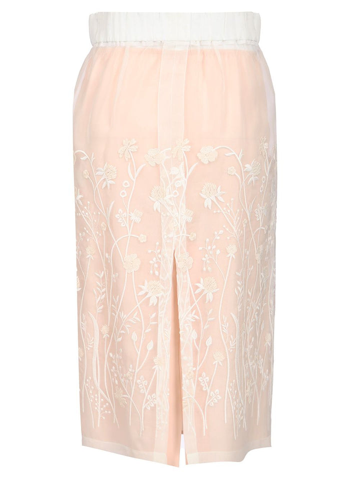 P.A.R.O.S.H. Embroidered Longuette Skirt Skirts - White | de29fdd031eed3319812aa1c1b4c2dedb8e968e3