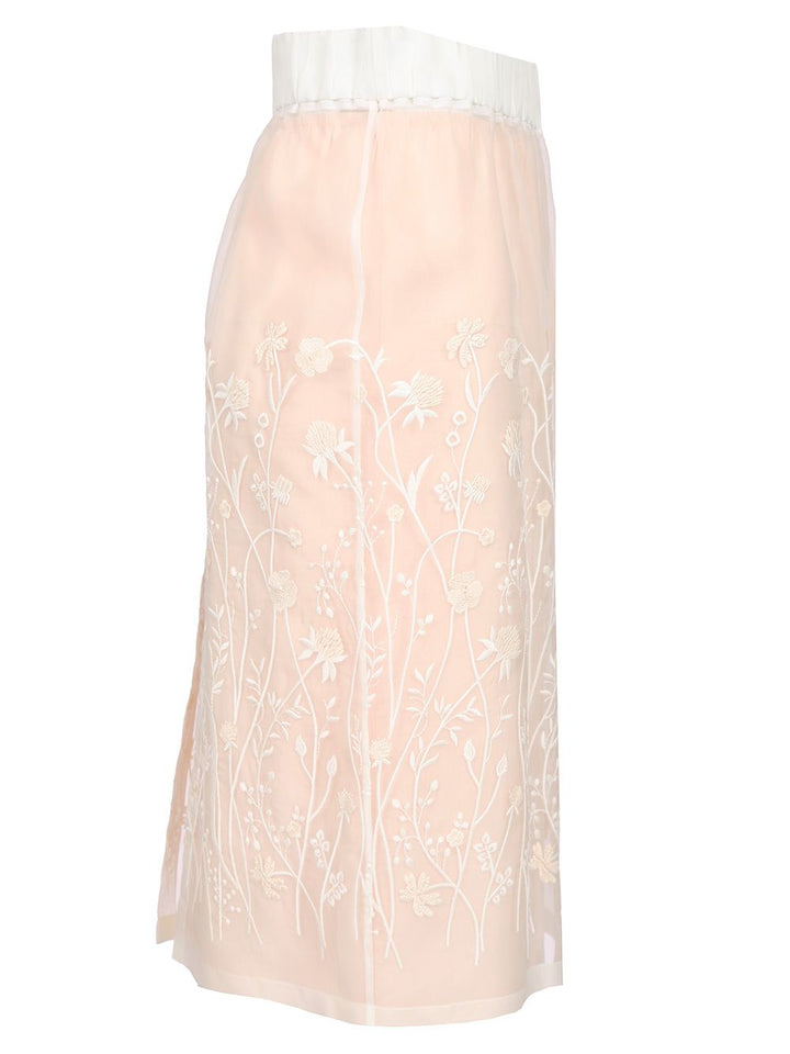 P.A.R.O.S.H. Embroidered Longuette Skirt Skirts - White | a06a94f9b7730d3203f337a2ed94266ee532ece2