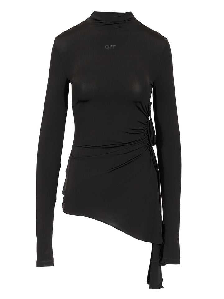 Off-White Long Sleeve Draped Top Tops - Black | 54369553bbc63e6f4228fec90765e426f302cb39